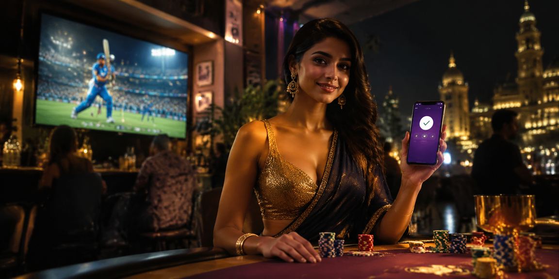 Night market in India with cricket fans betting using mobile devices