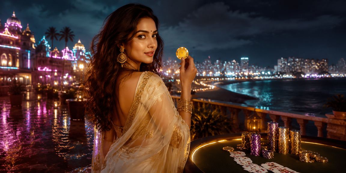 Indian lady playing Teen Patti in traditional attire in Pune